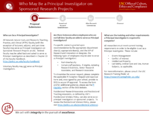 Who May Be a Principal Investigator on Sponsored Research Projects at USC